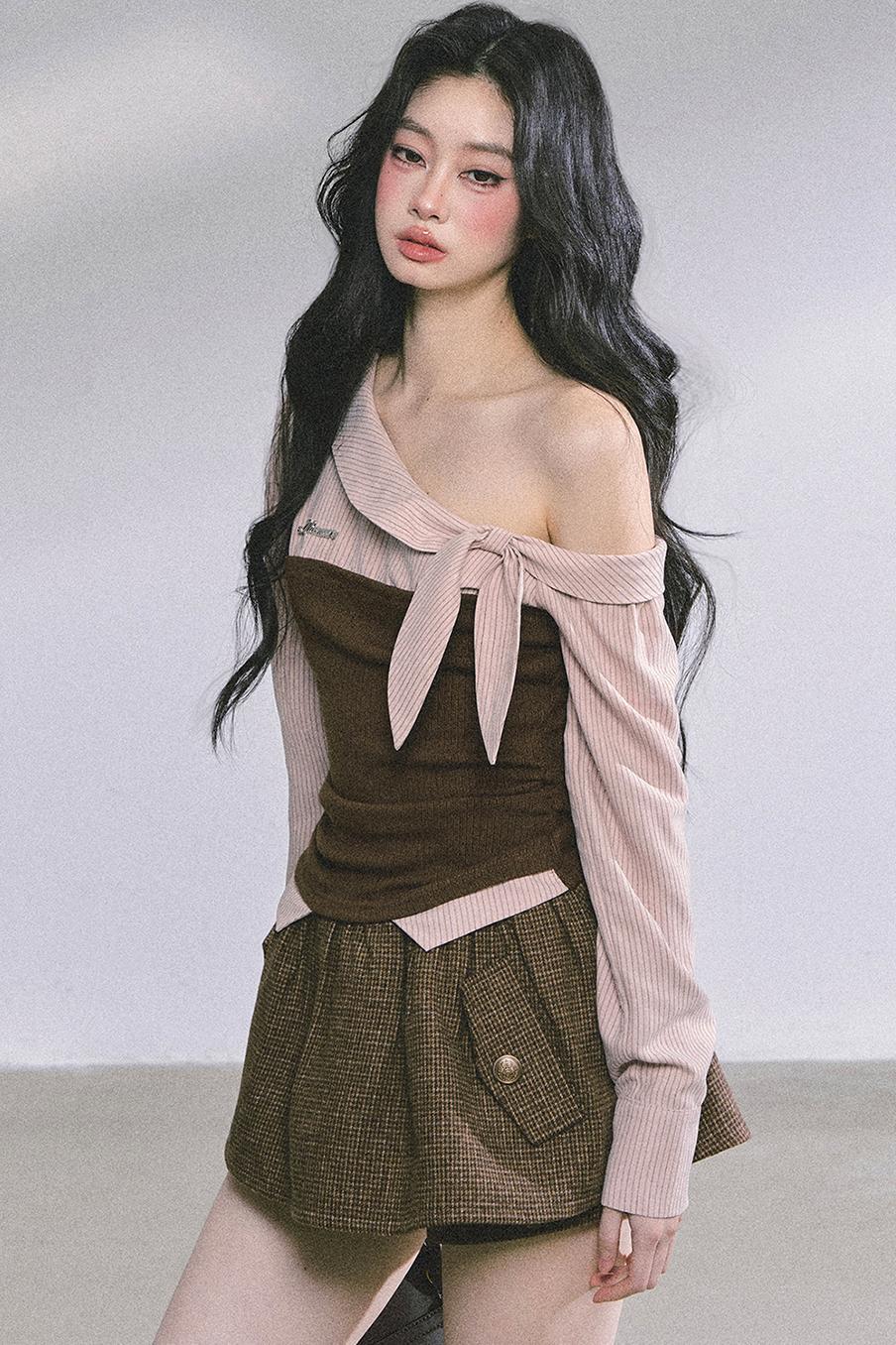 Korean Long-Sleeved Plaid Shirt