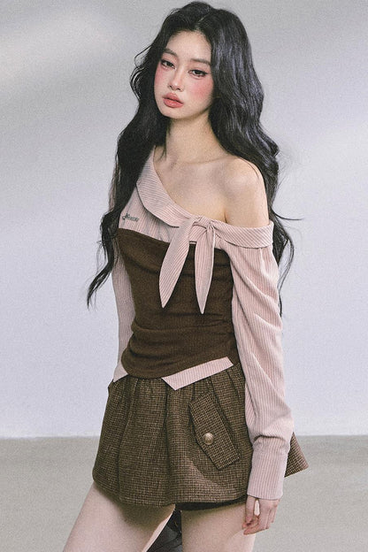 Korean Long-Sleeved Plaid Shirt