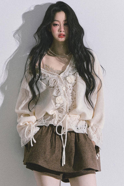 French Knitted Cardigan Sweater Jacket Set-Up