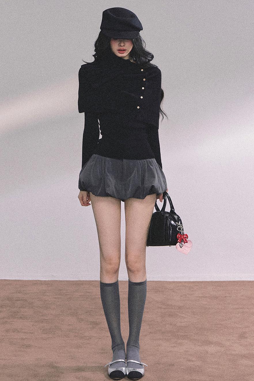 Korean Knit T-Shirt Shawl Set