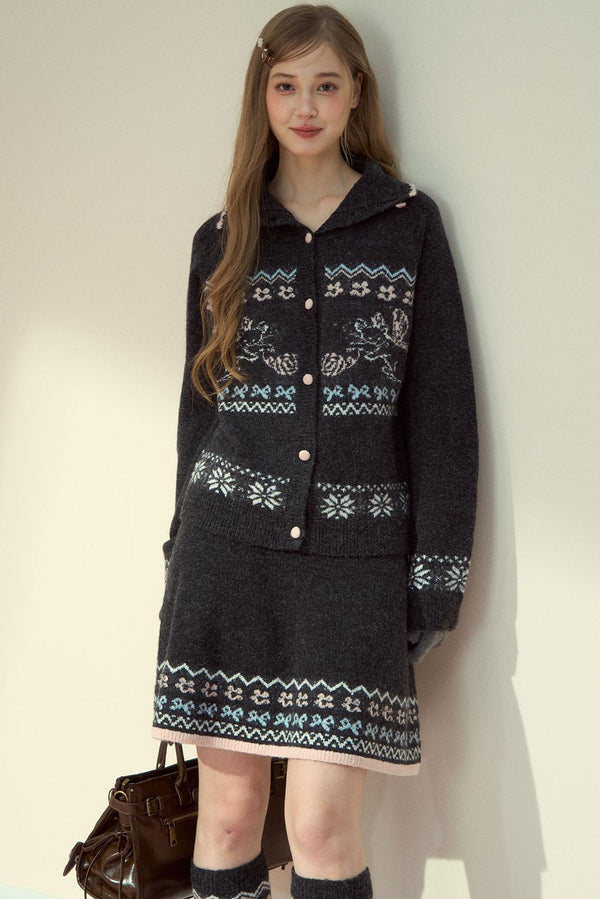 Conjunto de chaqueta de punto vintage estilo feria