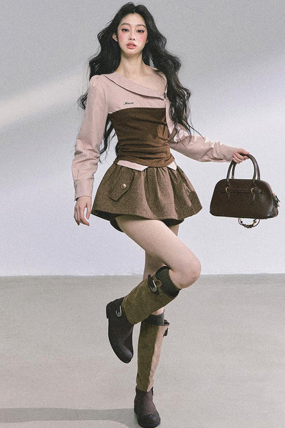 Korean Long-Sleeved Plaid Shirt