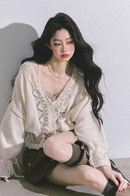 French Knitted Cardigan Sweater Jacket Set-Up