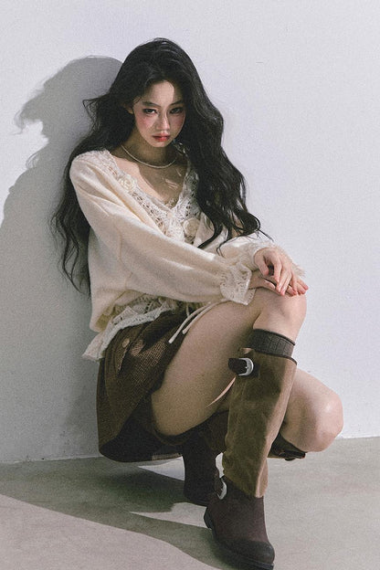 French Knitted Cardigan Sweater Jacket Set-Up