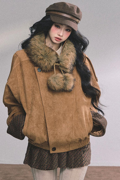 Hazelnut Velvet Jacket Skirt Set-Up