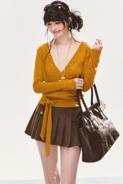 High Retro Pleated Skirt