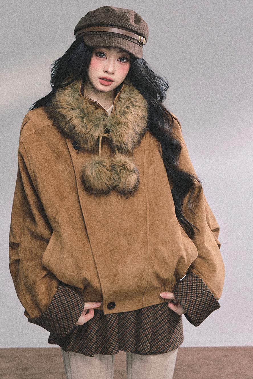 Hazelnut Velvet Jacket Skirt Set-Up