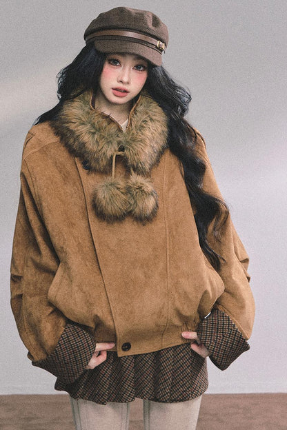 Hazelnut Velvet Jacket Skirt Set-Up