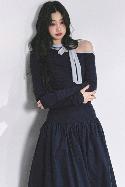 Autumn Waist Slimming Long Dress