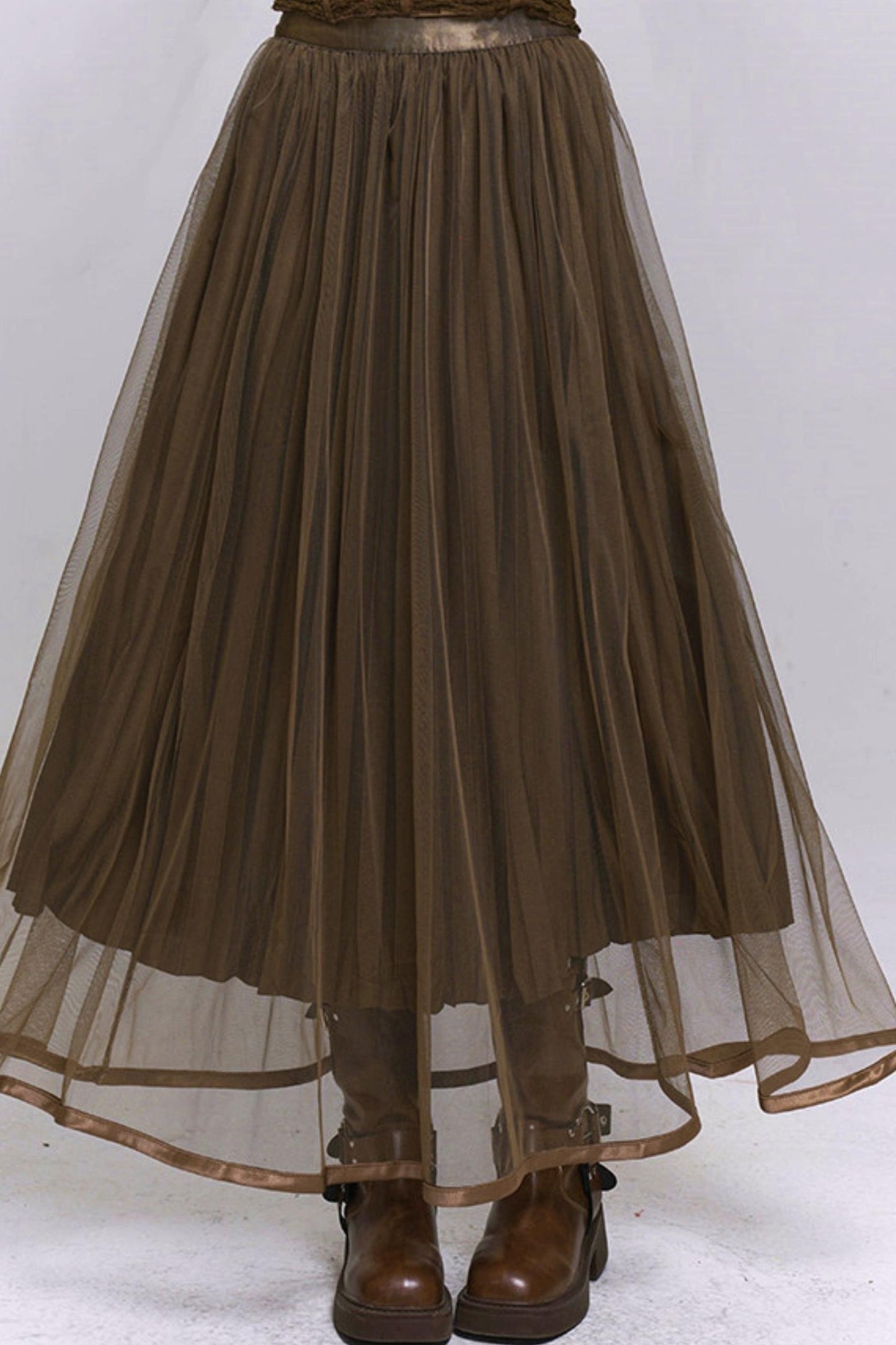 Brown Gauze Beach Skirt