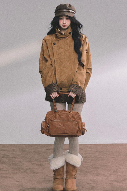 Hazelnut Velvet Jacket Skirt Set-Up