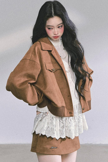 Autumn Woolen Suit Skirt Set-Up