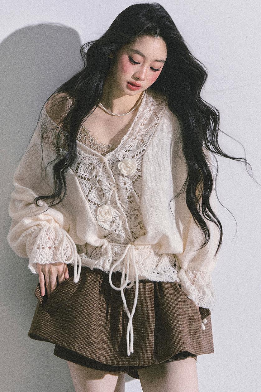 French Knitted Cardigan Sweater Jacket Set-Up