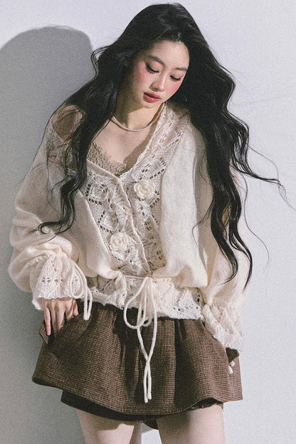 French Knitted Cardigan Sweater Jacket Set-Up