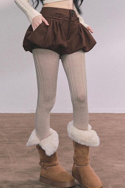 French Fluffy Autumn A-Line Skirt