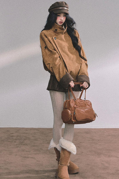 Hazelnut Velvet Jacket Skirt Set-Up