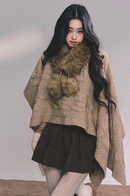 Twist Gray Knit Sweater Cloak