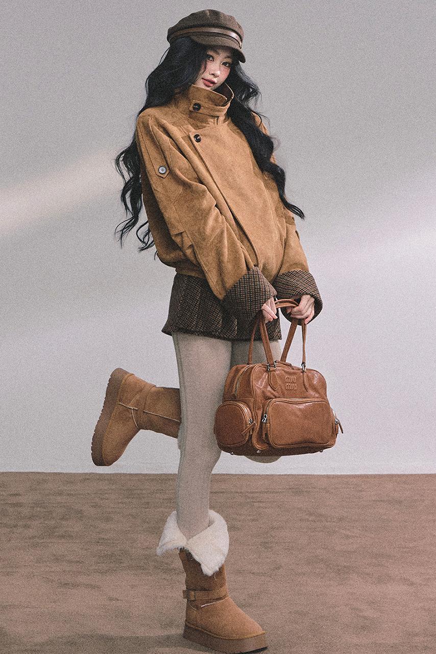 Hazelnut Velvet Jacket Skirt Set-Up