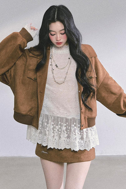 Autumn Woolen Suit Skirt Set-Up