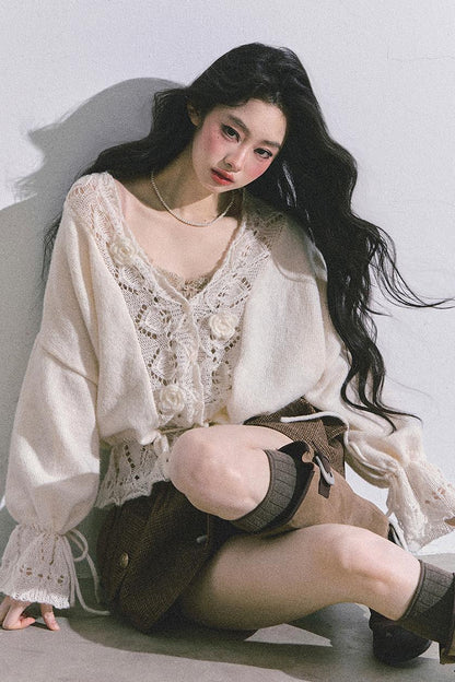 French Knitted Cardigan Sweater Jacket Set-Up