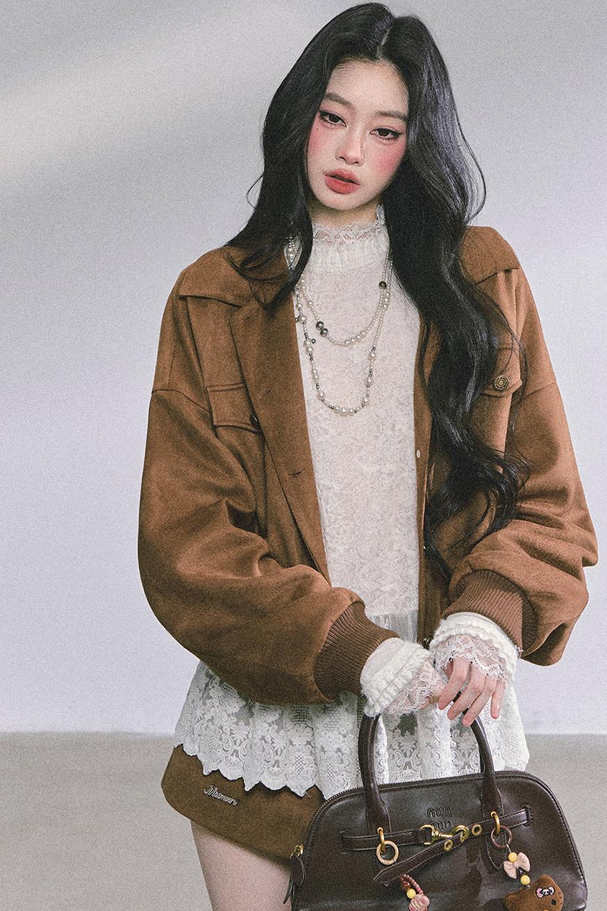 Autumn Woolen Suit Skirt Set-Up