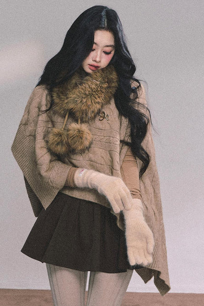 Twist Gray Knit Sweater Cloak