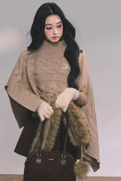 Twist Gray Knit Sweater Cloak