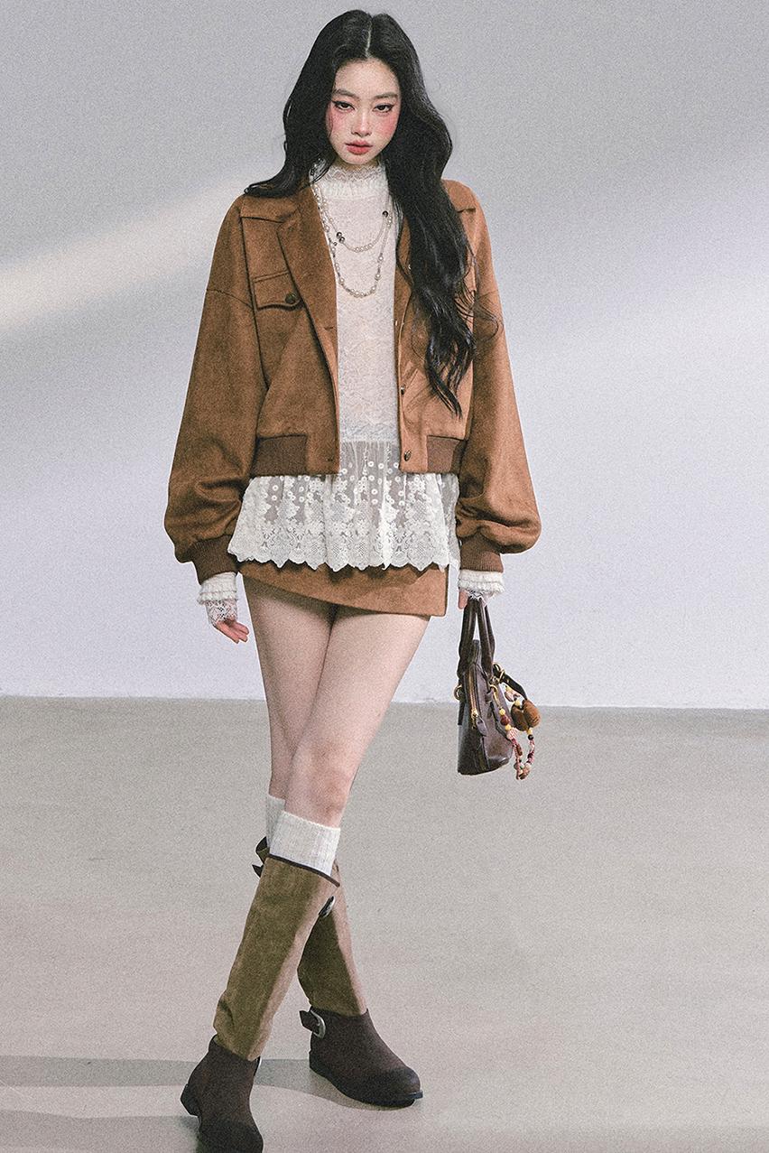 Autumn Woolen Suit Skirt Set-Up