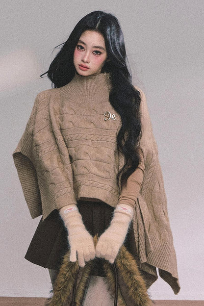 Twist Gray Knit Sweater Cloak