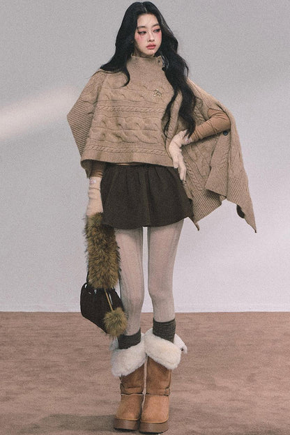 Twist Gray Knit Sweater Cloak