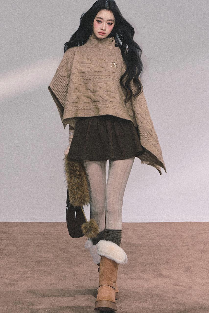 Twist Gray Knit Sweater Cloak