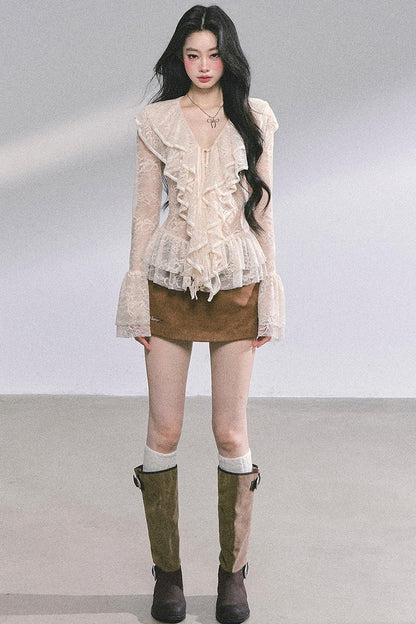 Autumn Woolen Suit Skirt Set-Up