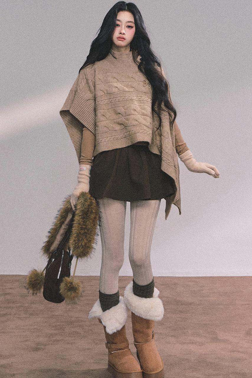 Twist Gray Knit Sweater Cloak