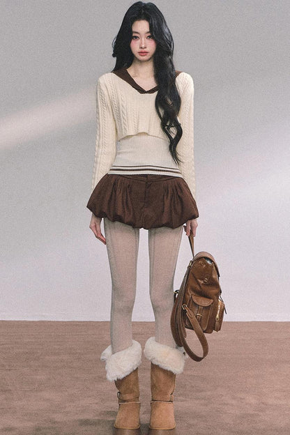 French Fluffy Autumn A-Line Skirt