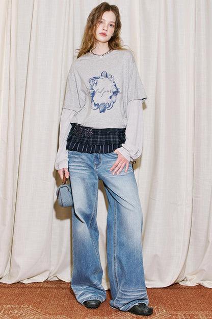 Layered Floral Pants Curtain