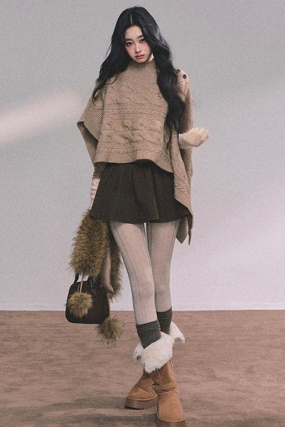 Twist Gray Knit Sweater Cloak