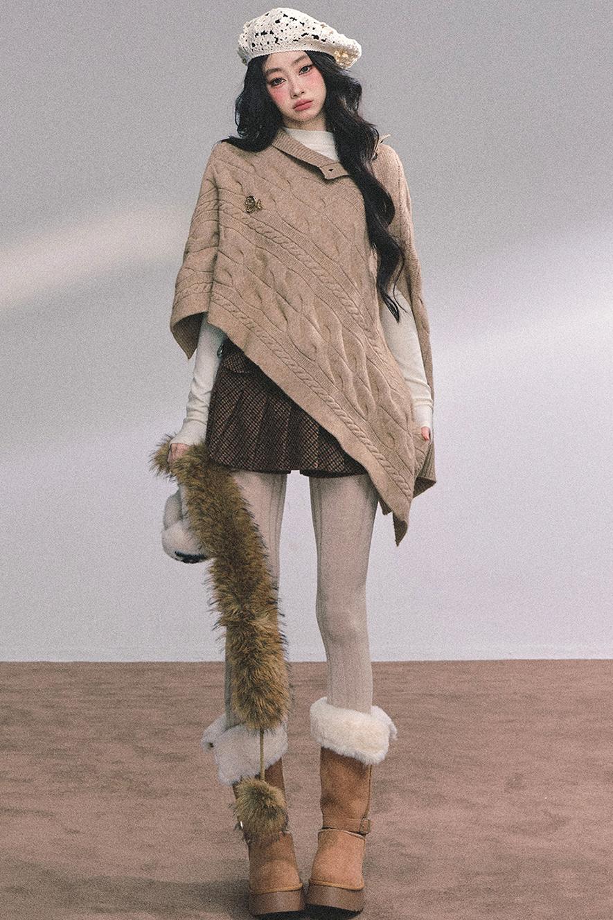 Twist Gray Knit Sweater Cloak