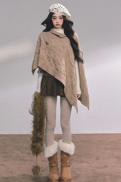 Twist Gray Knit Sweater Cloak