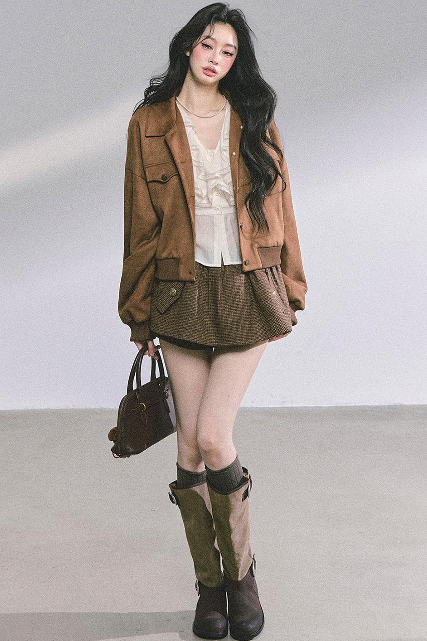 Autumn Woolen Suit Skirt Set-Up