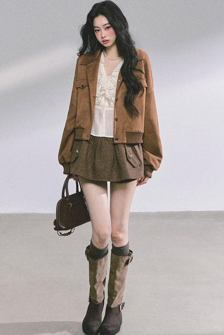 Autumn Woolen Suit Skirt Set-Up