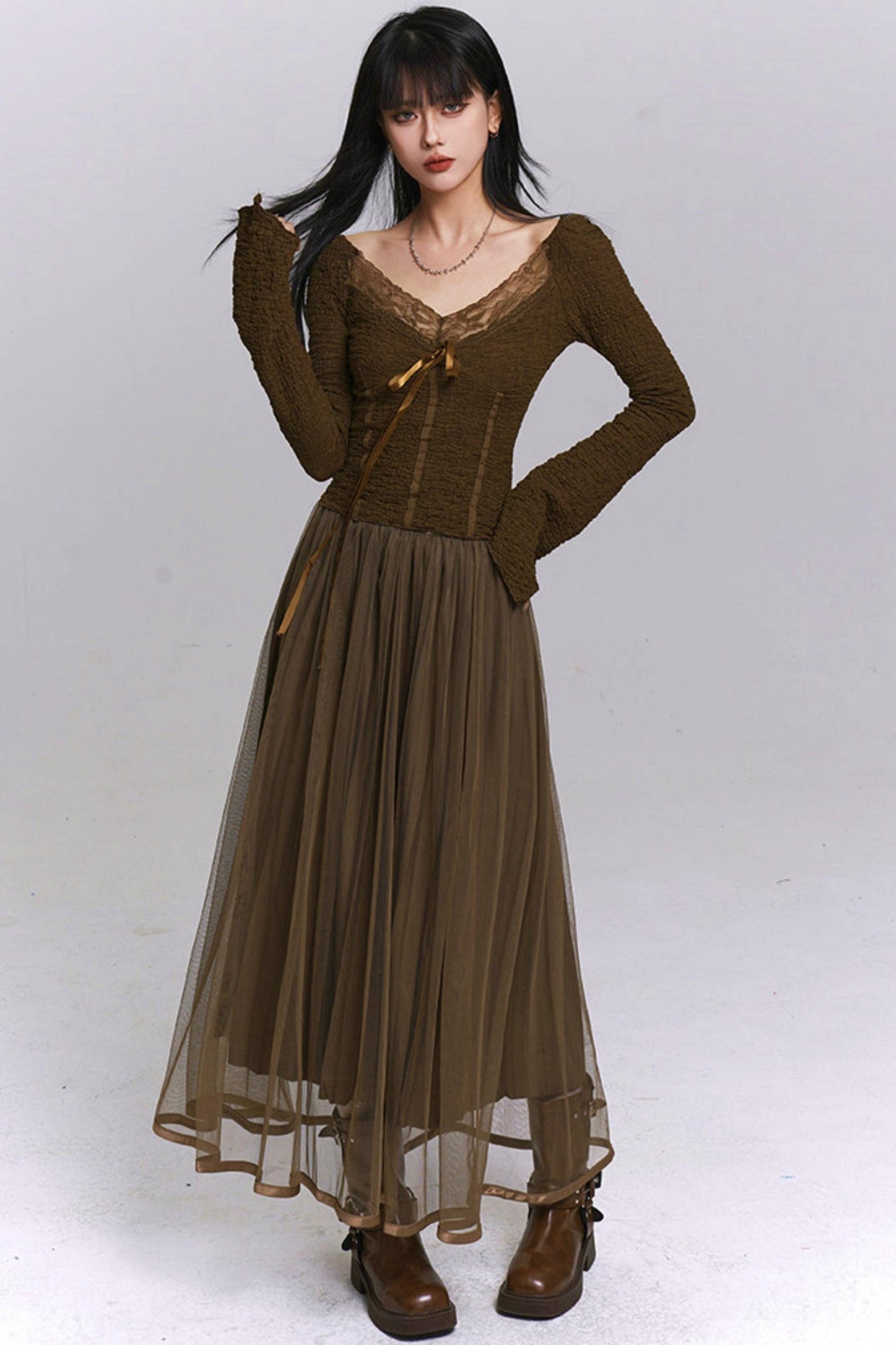 Brown Gauze Beach Skirt