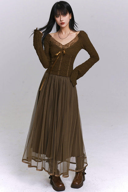 Brown Gauze Beach Skirt