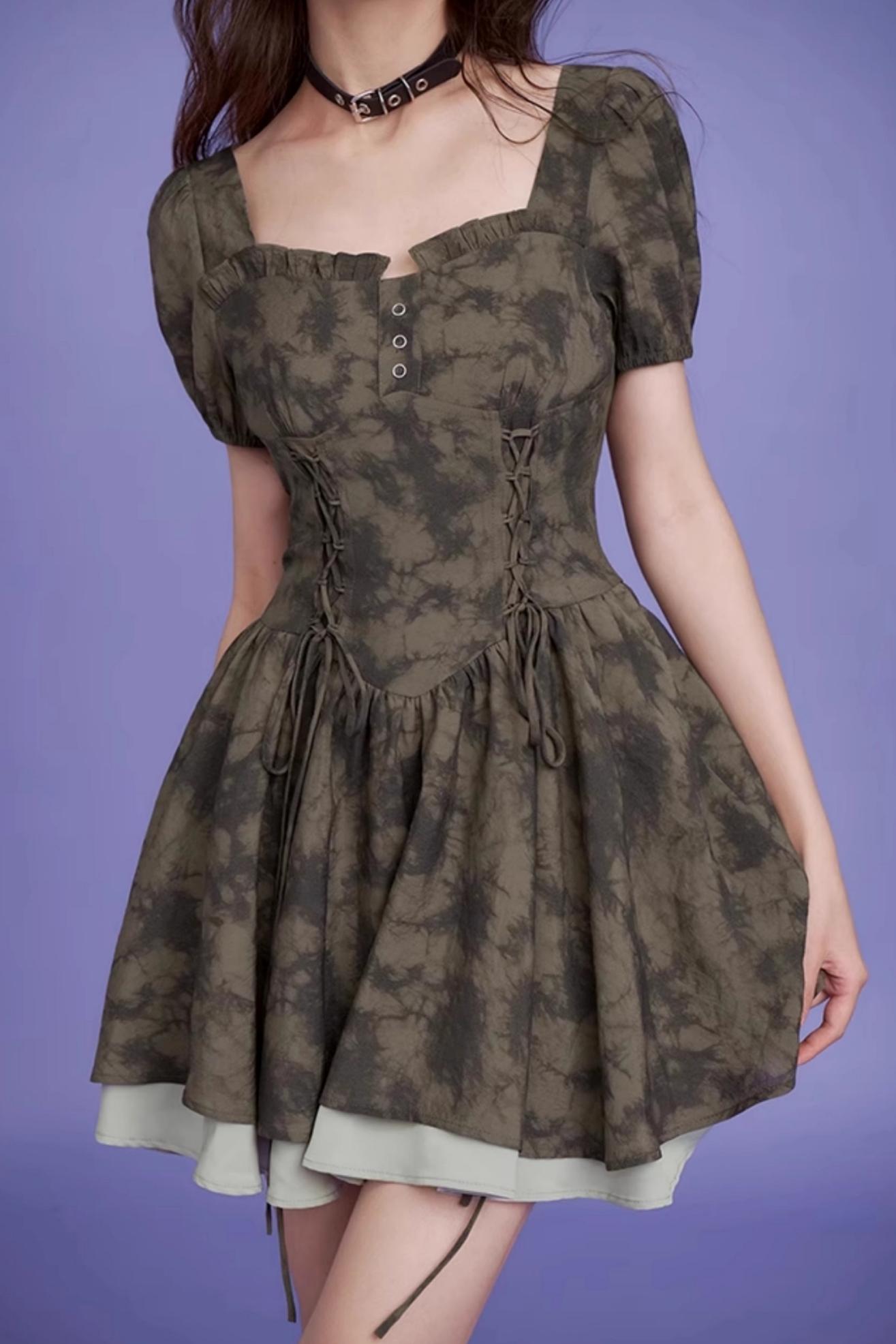 Girly Fairy Green Tie-Dye Dress