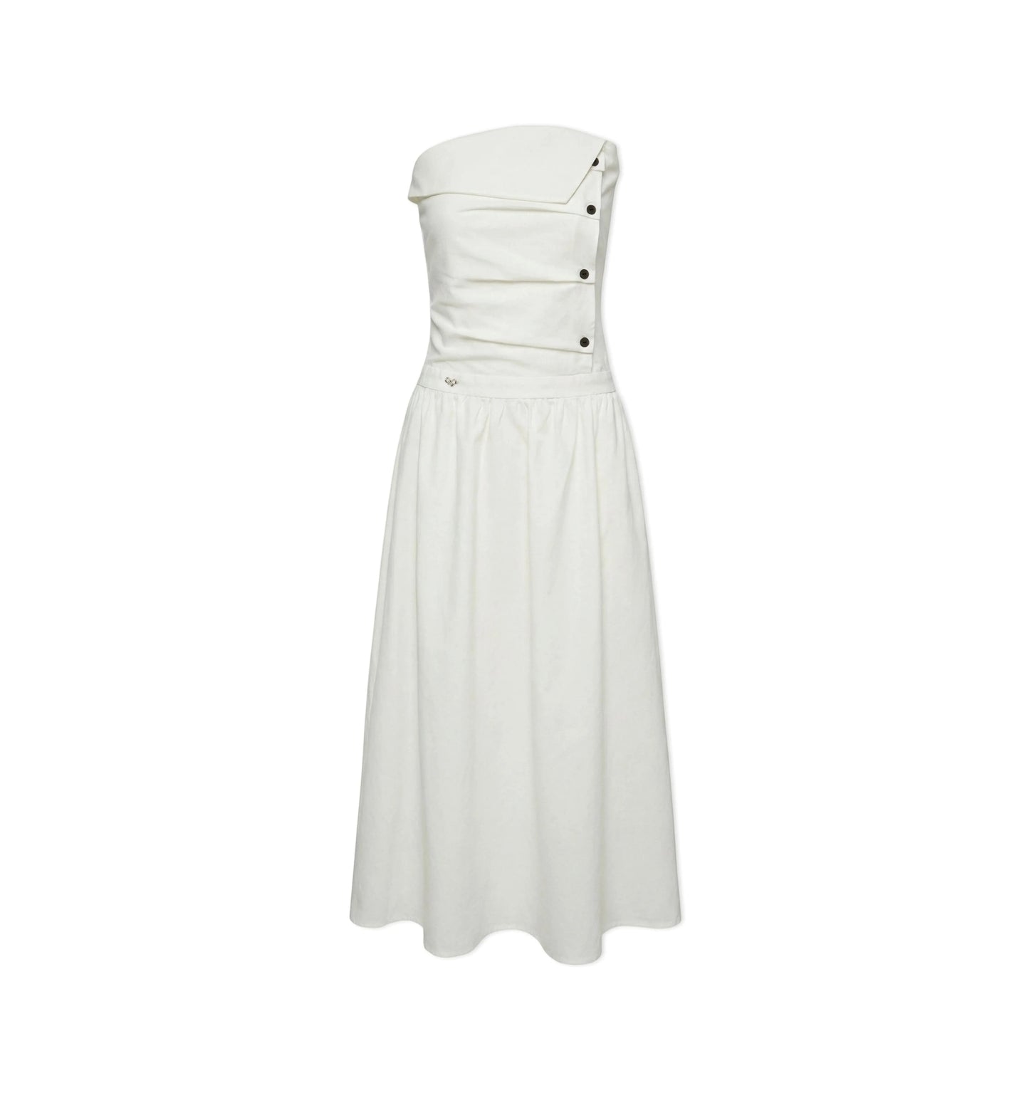 French Strapless Pleated A-Line Dress