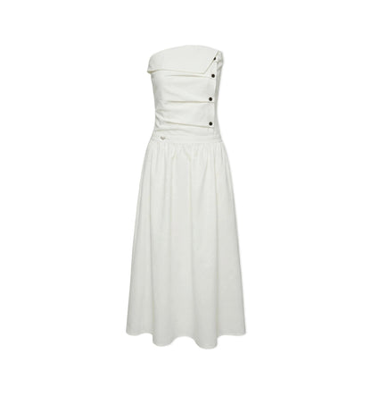 French Strapless Pleated A-Line Dress