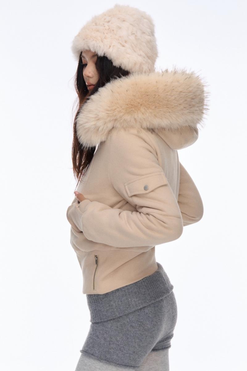 Plush Hooded Slim Loose Jacket