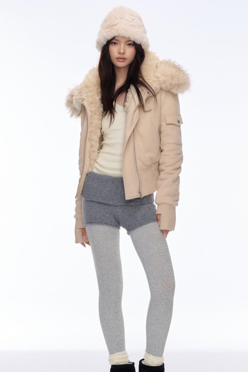 Plush Hooded Slim Loose Jacket