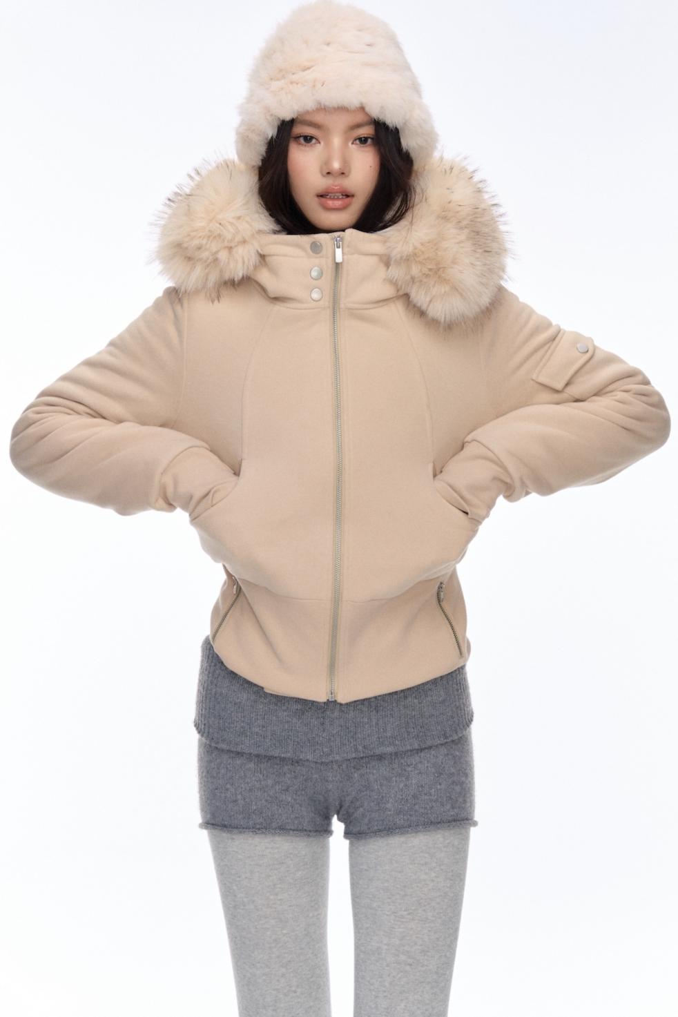 Plush Hooded Slim Loose Jacket