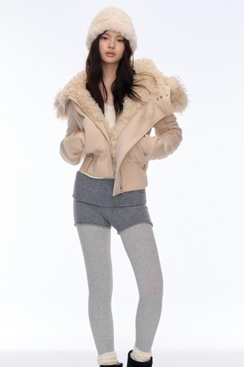 Plush Hooded Slim Loose Jacket