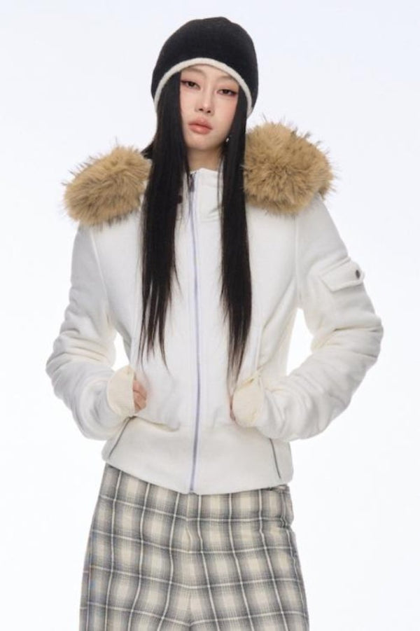 Plüsch Kapuzen Slim Lose Jacke 